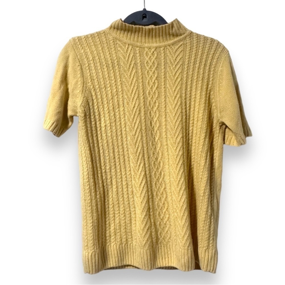 Hasting & Smith Yellow Mock Neck Knit Short Sleeve Sweater Women’s Large Retro
